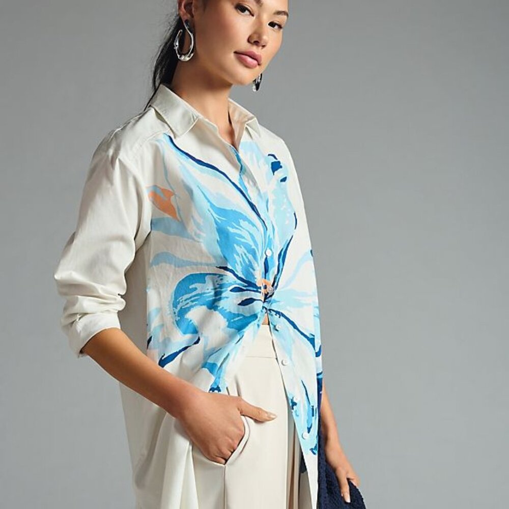 New Anthropologie Maeve Longline Buttondown Shirt dress size S NWT